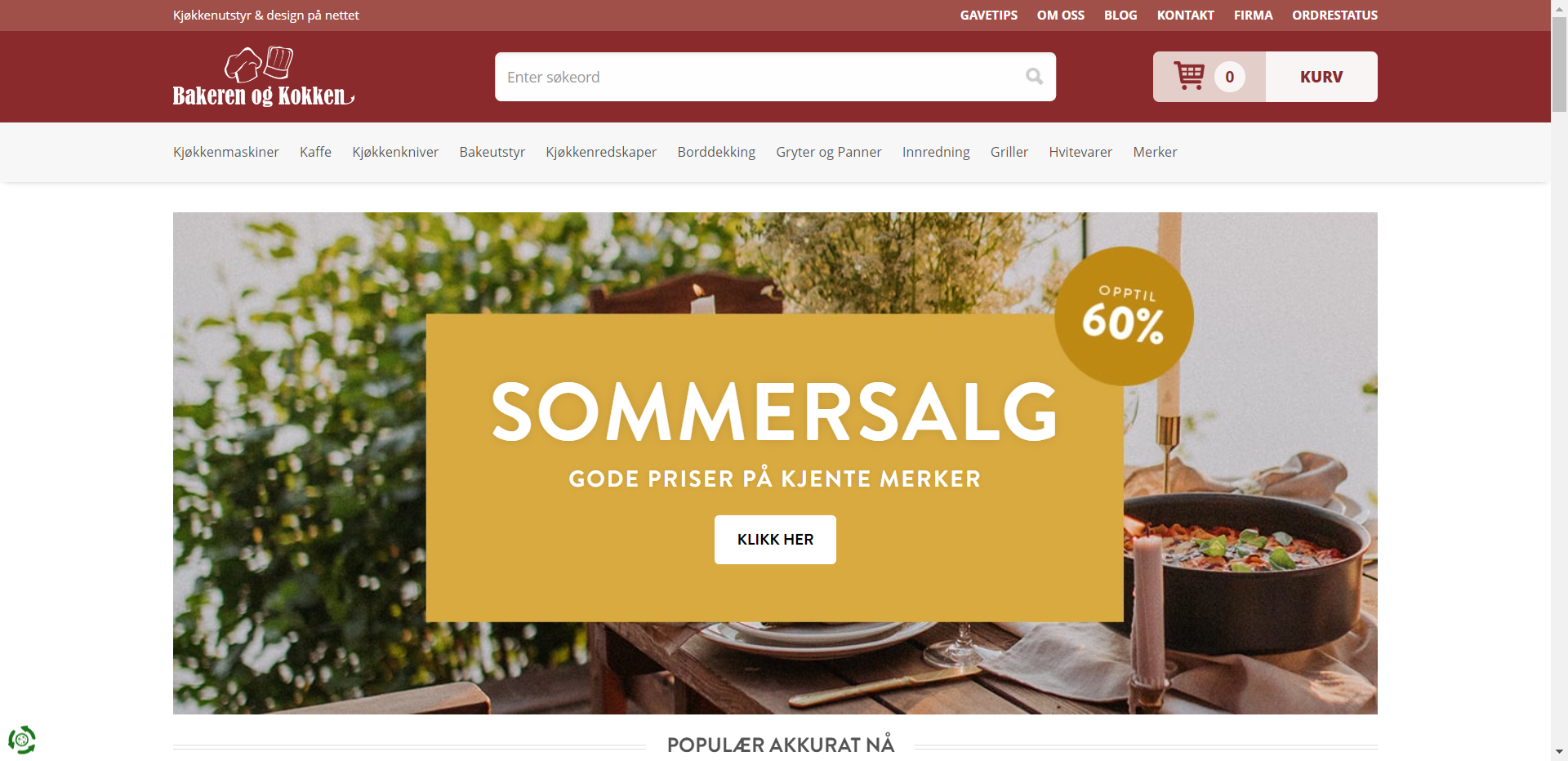 Skjermbilde fra Bakeren og Kokken