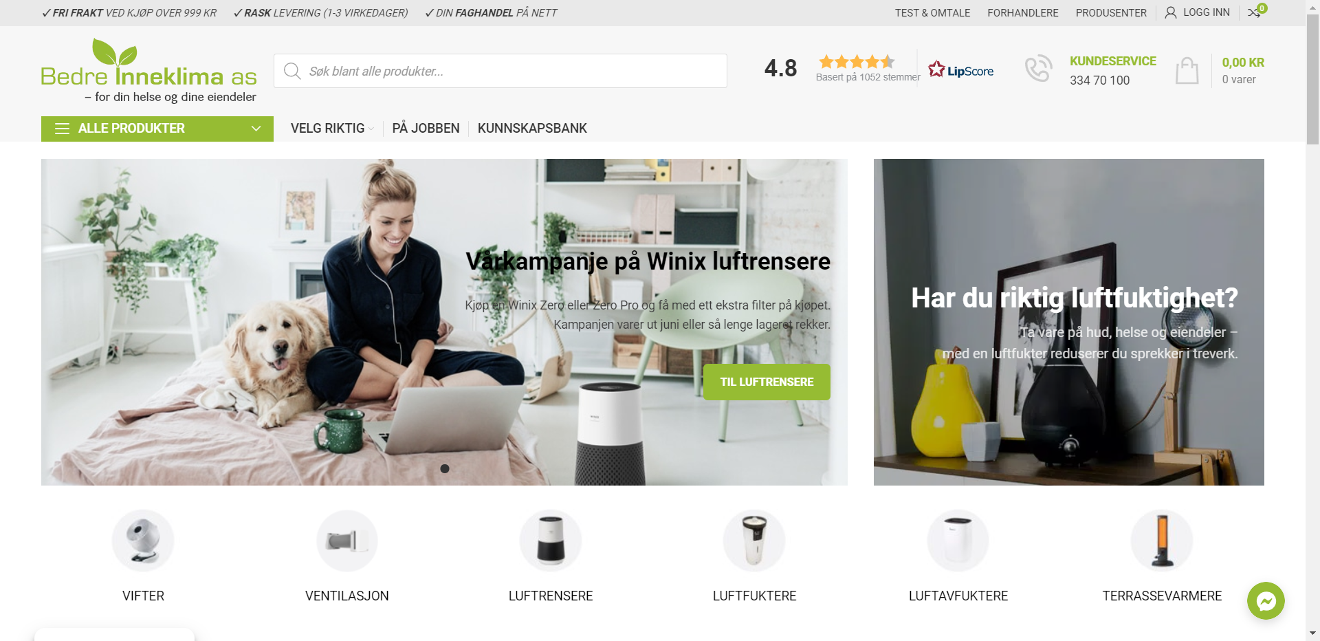 Skjermbilde fra Bedre Inneklima