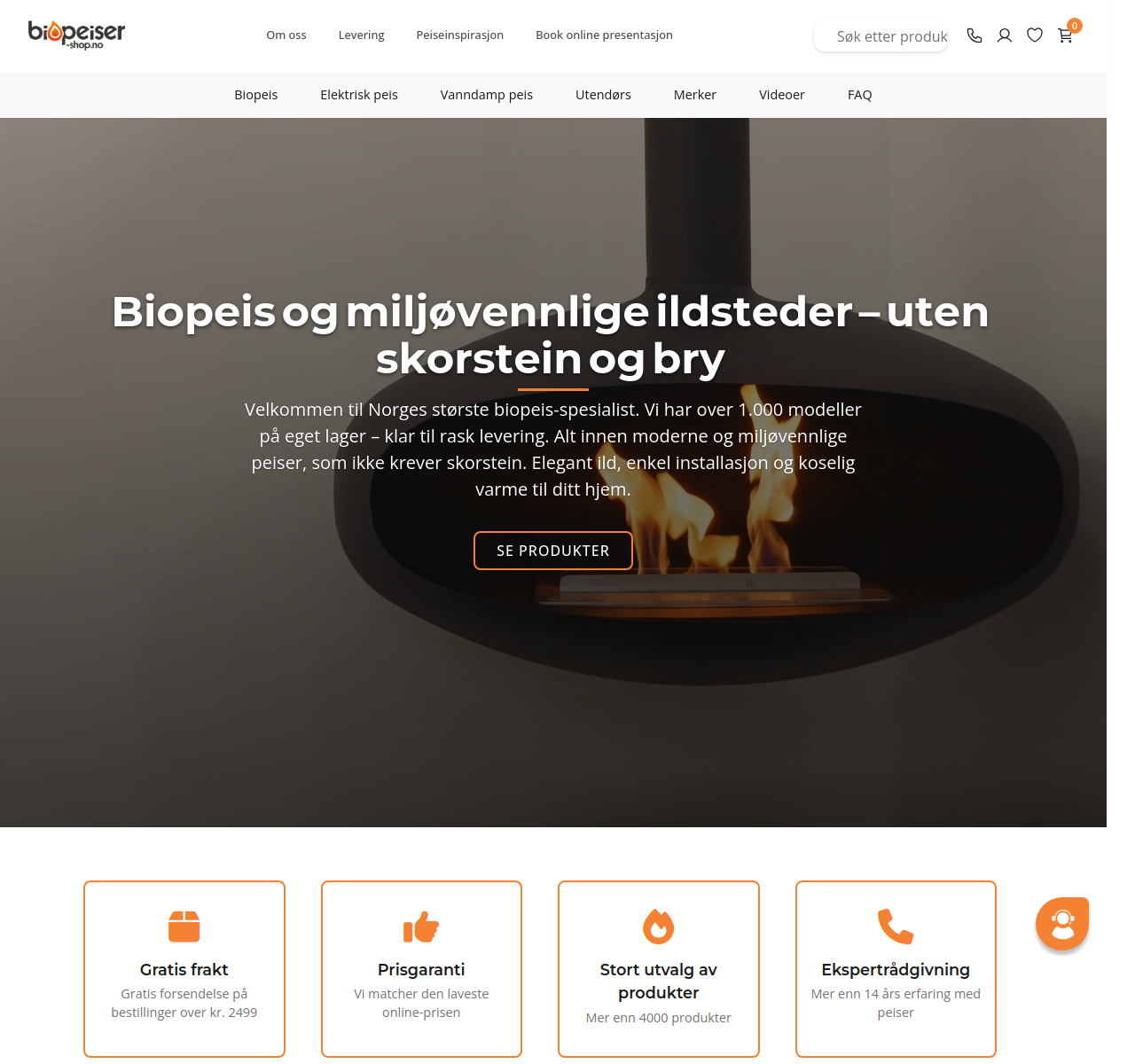 Skjermbilde fra Biopeiser-shop