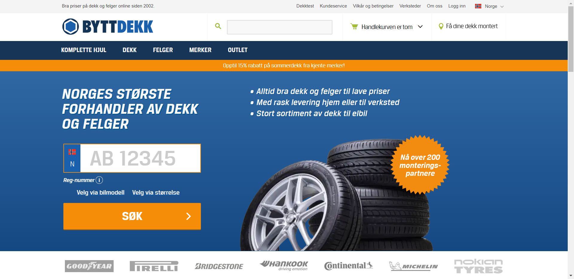 Skjermbilde fra Byttdekk.com