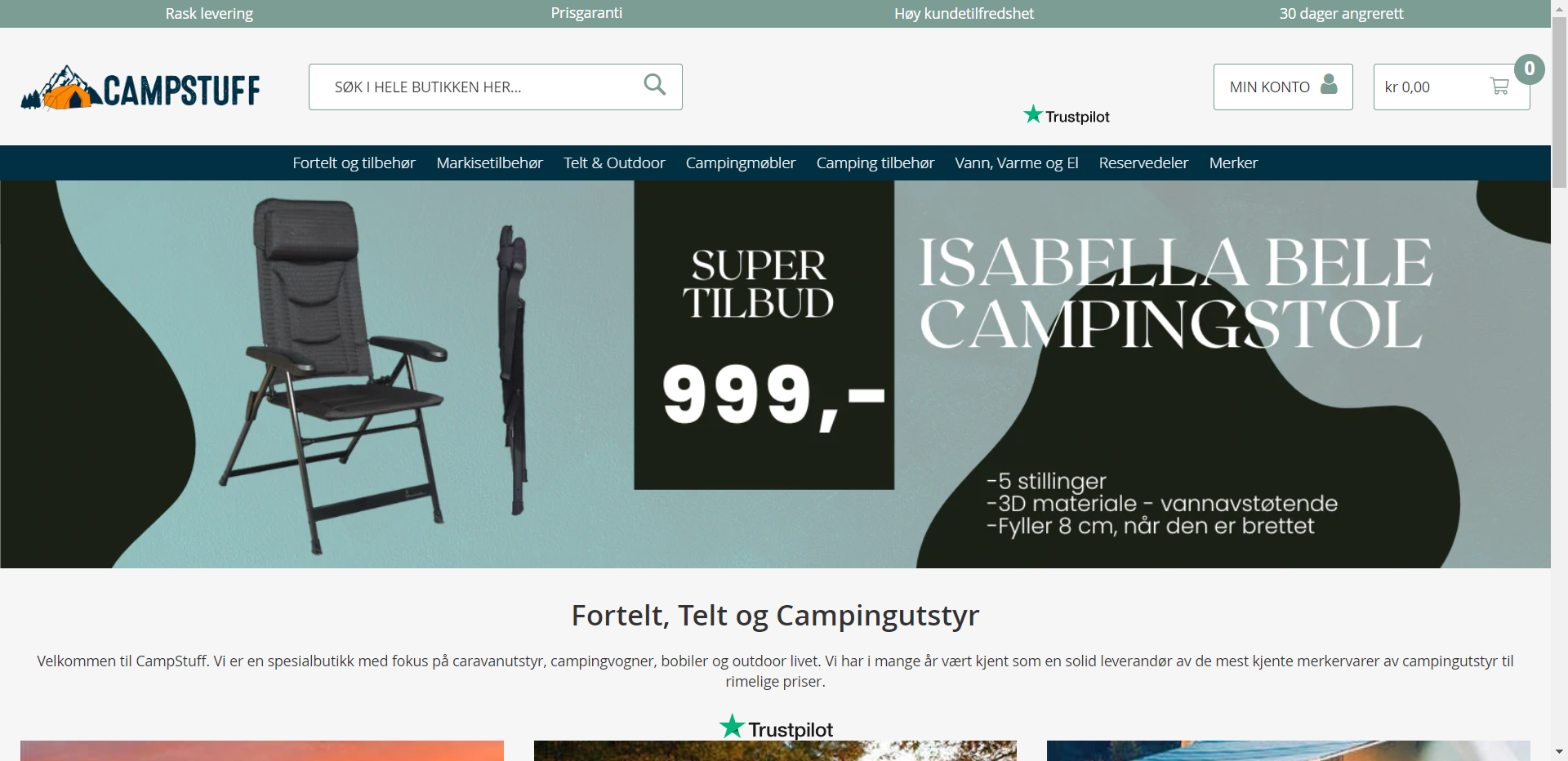 Skjermbilde fra Campstuff