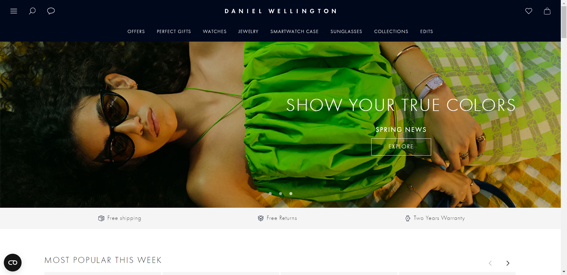 Skjermbilde fra Daniel Wellington