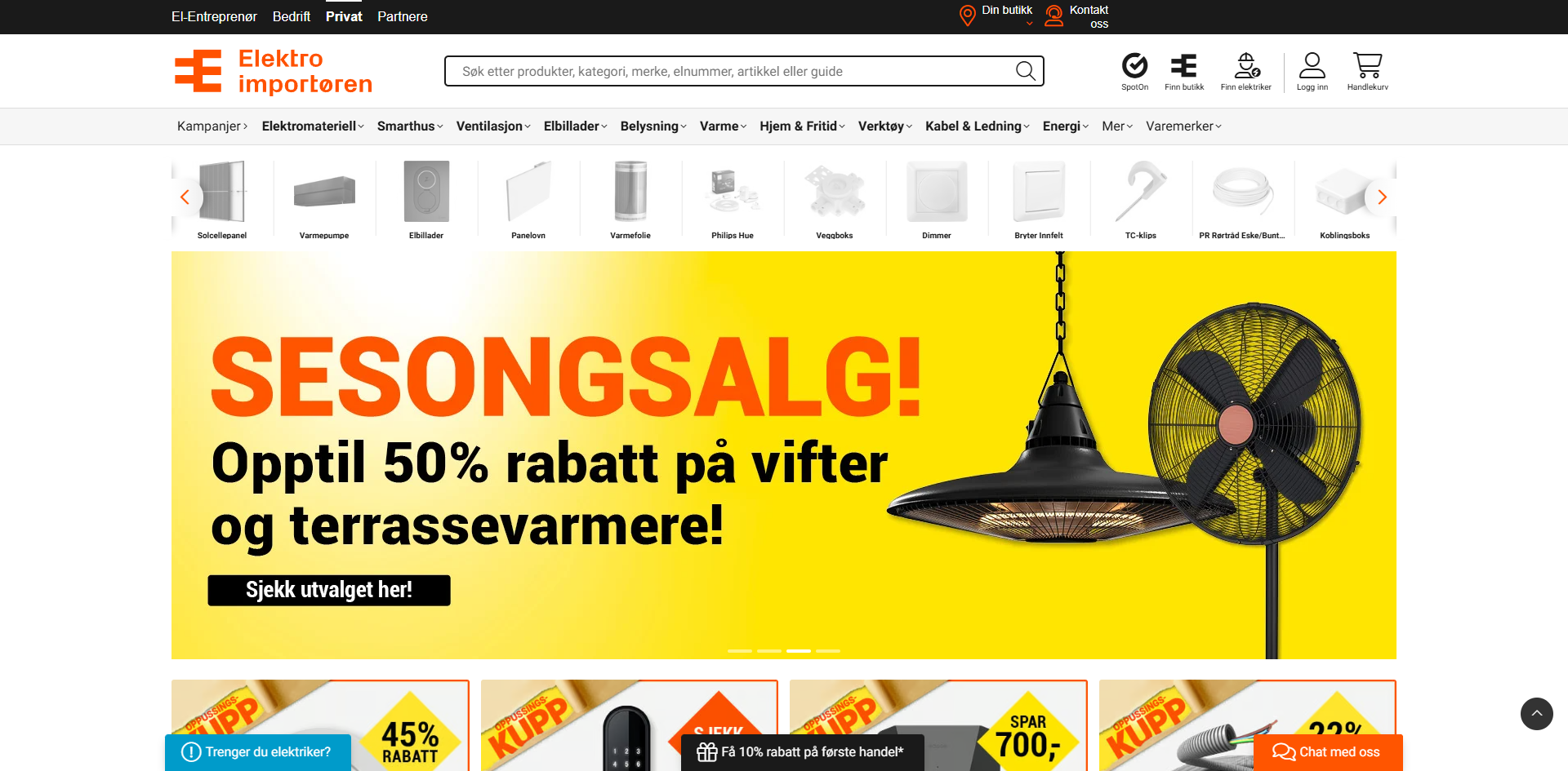 Skjermbilde fra Elektroimportøren