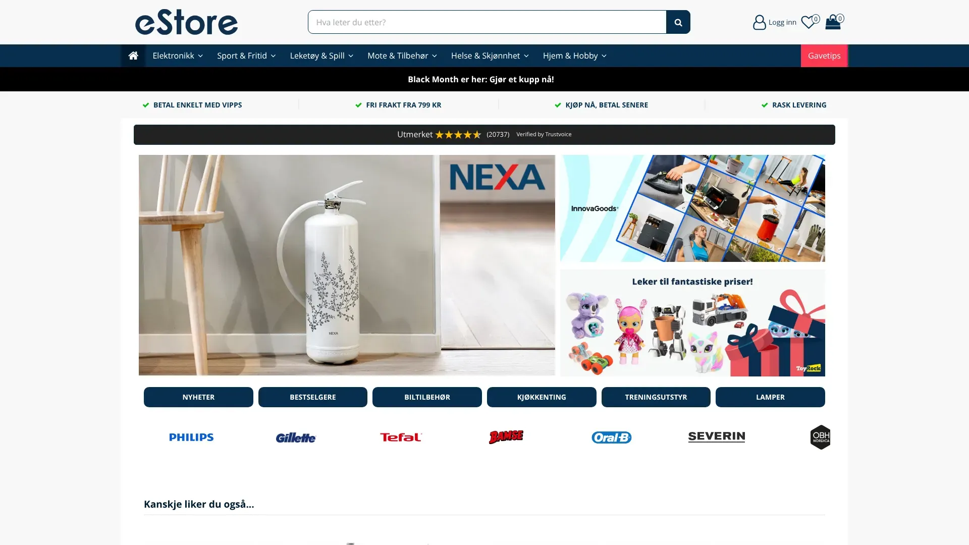 Skjermbilde fra Estore