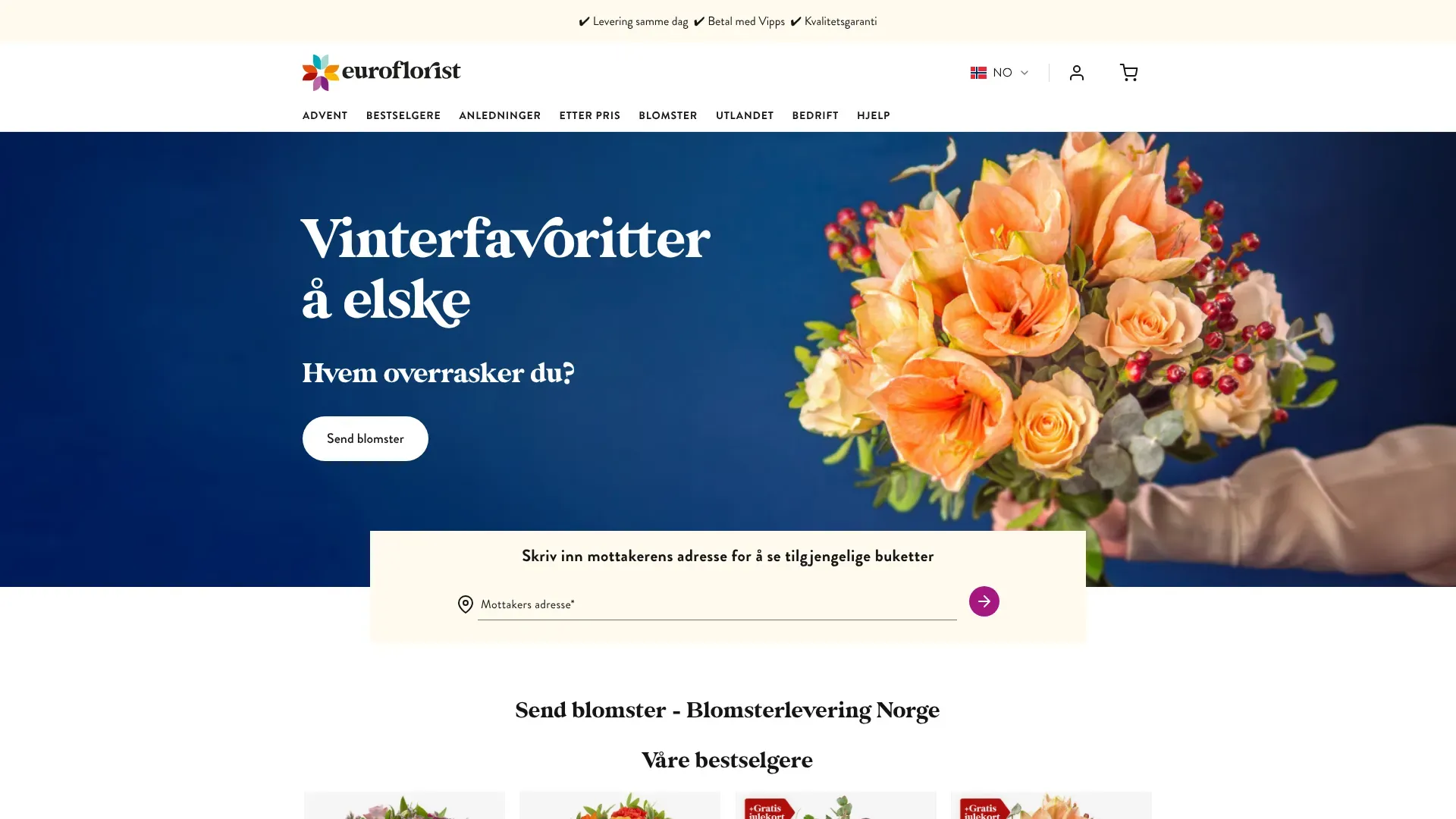 Skjermbilde fra Euroflorist