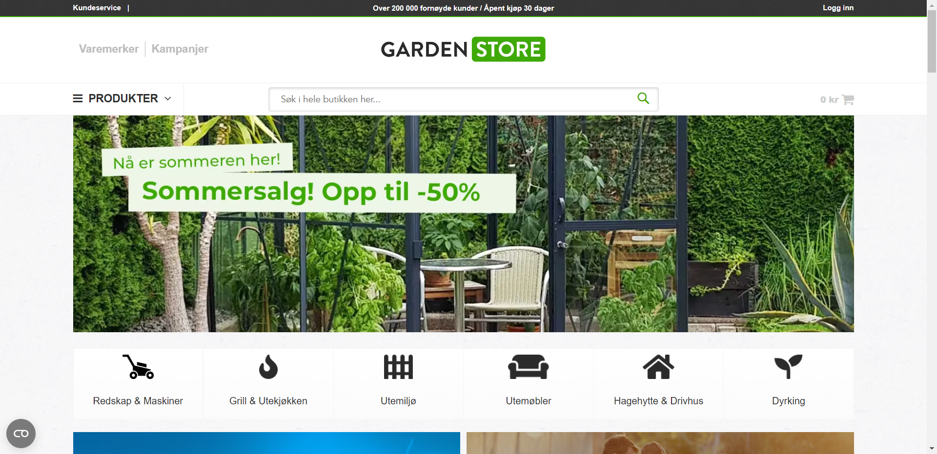 Skjermbilde fra Gardenstore