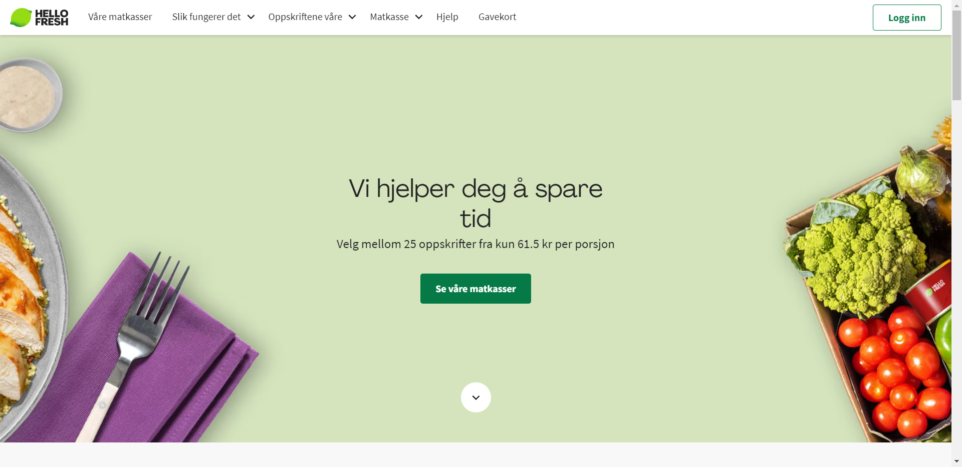 Skjermbilde fra Hello Fresh