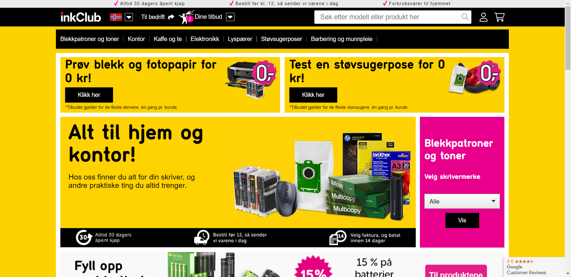 Skjermbilde fra InkClub