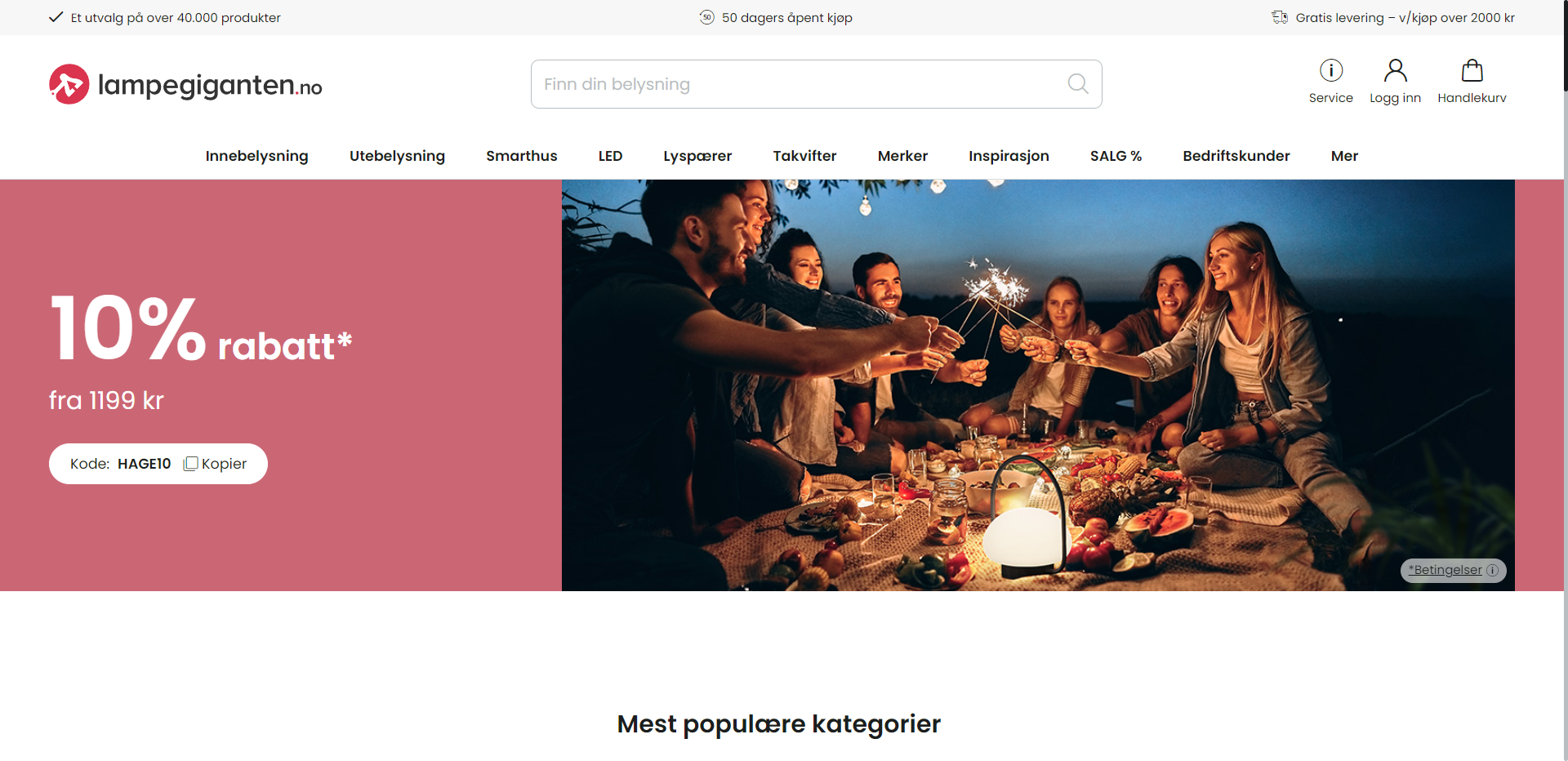 Skjermbilde fra Lampegiganten