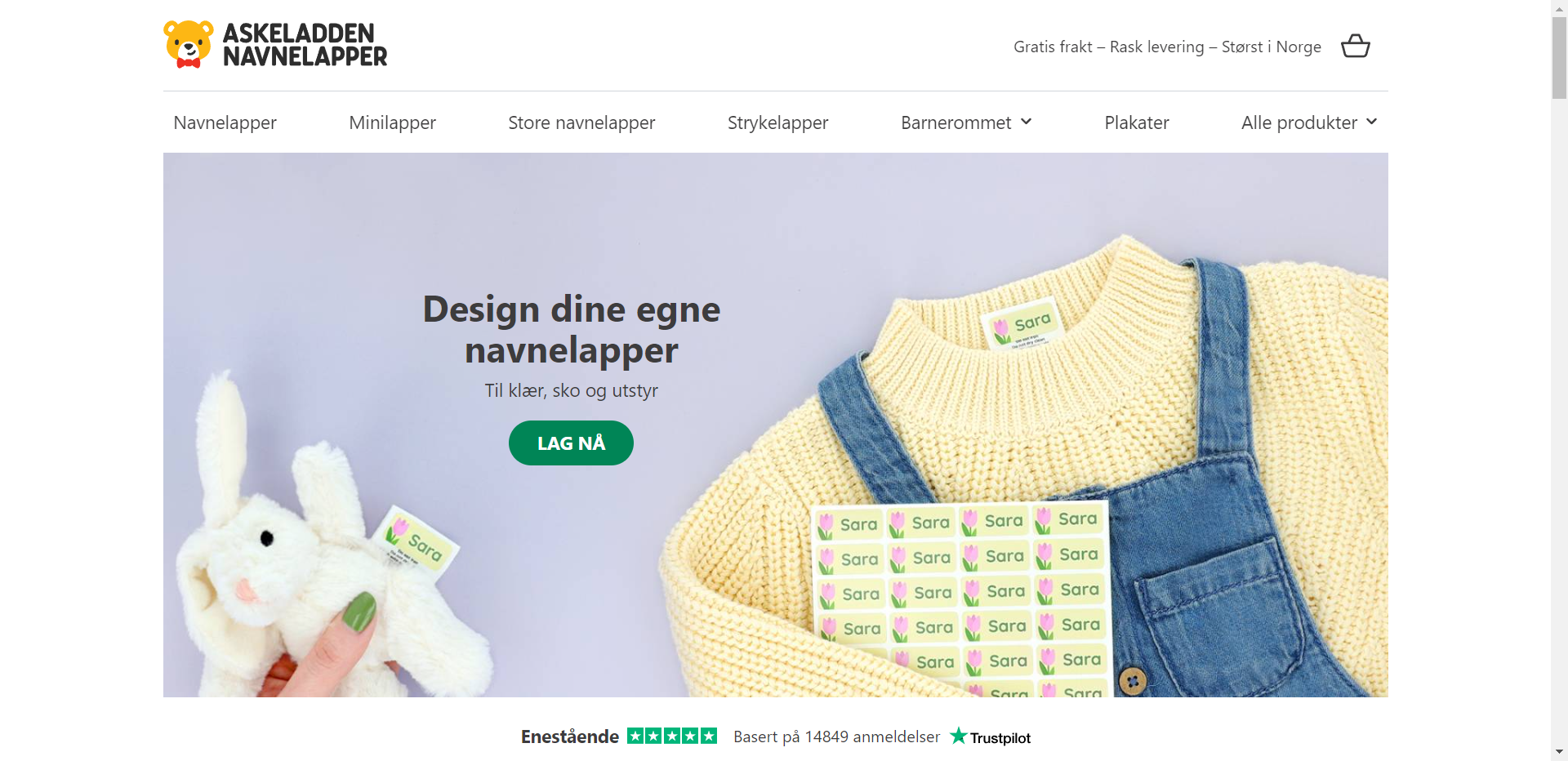 Skjermbilde fra Askeladden Navnelapper