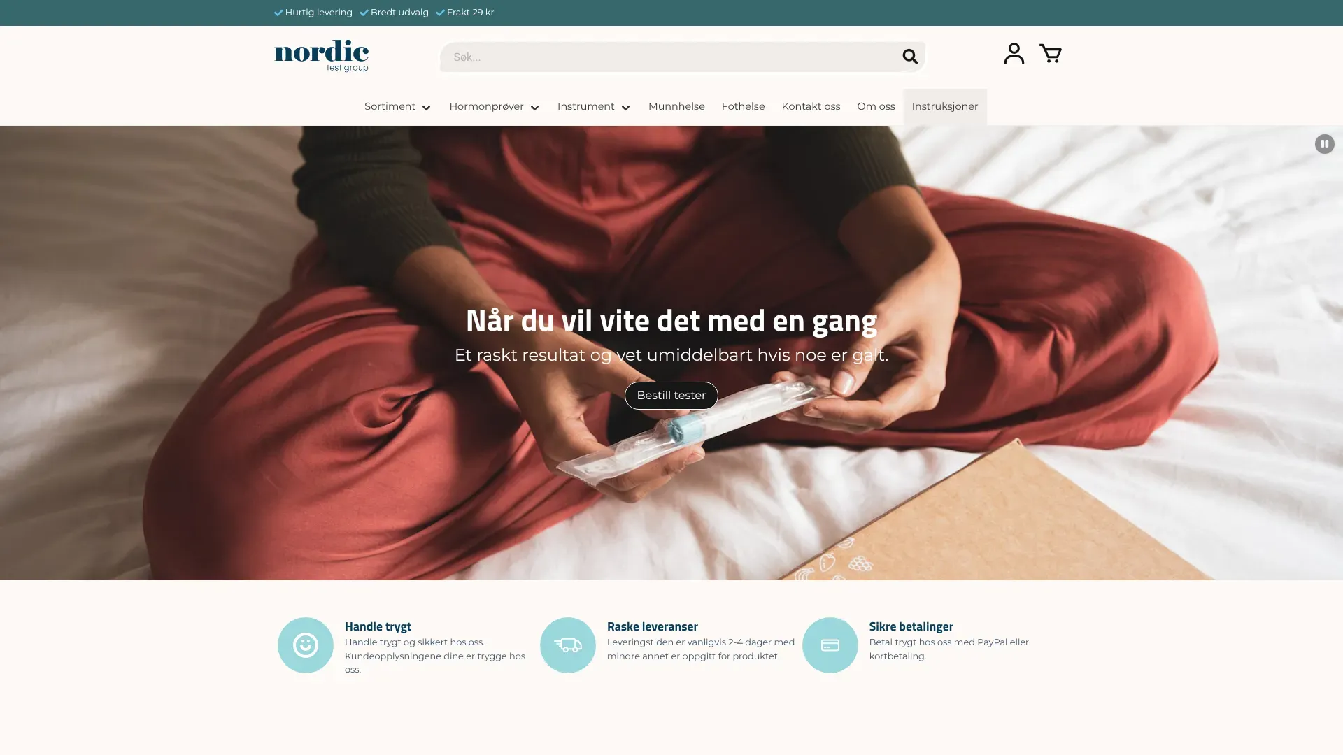 Skjermbilde fra Nordictest
