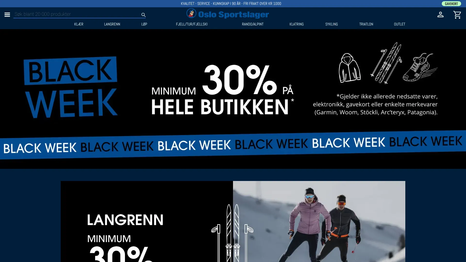 Skjermbilde fra Oslo Sportslager
