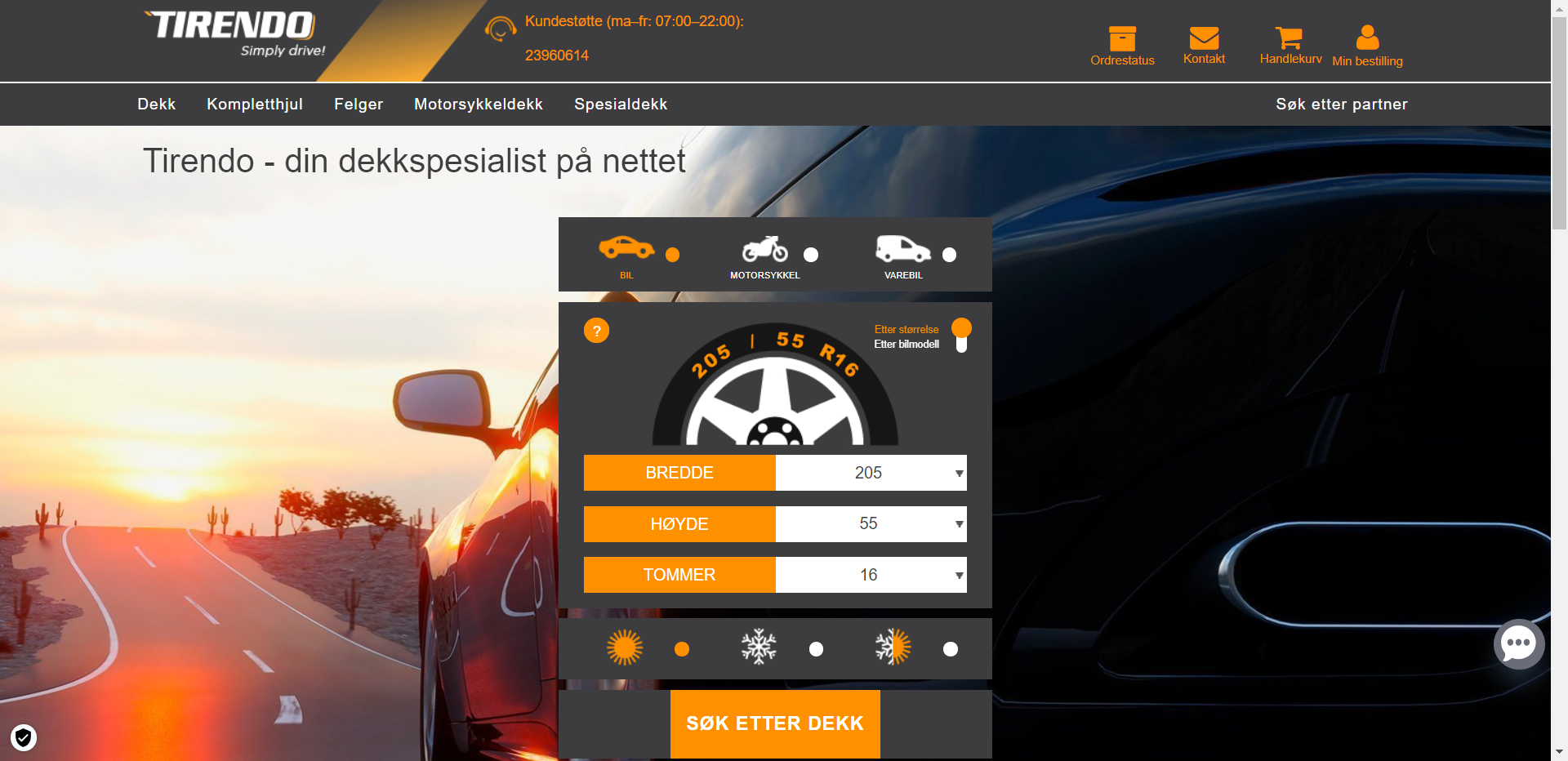 Skjermbilde fra Tirendo