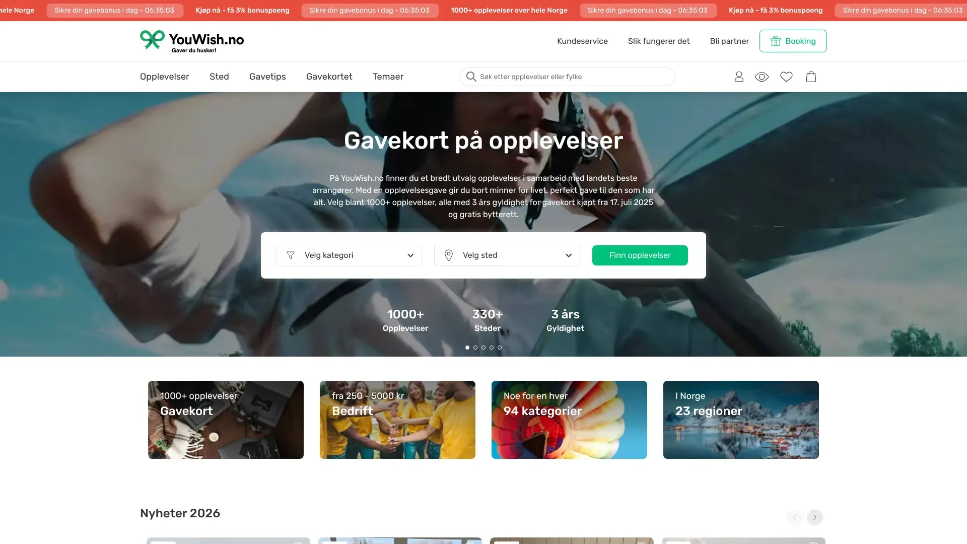 Skjermbilde fra Youwish